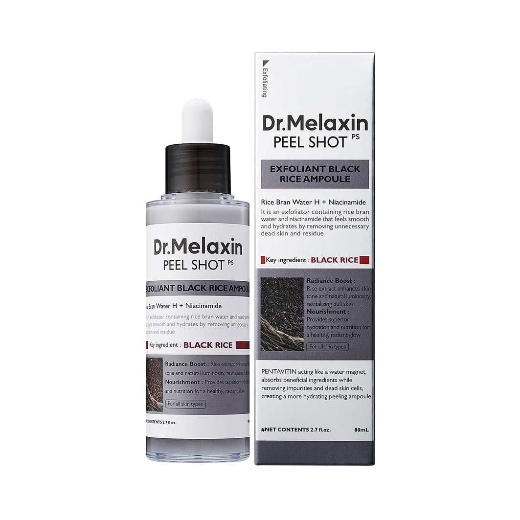 Dr.Melaxin Peel Shot Exfoliating Black Rice Ampoule delikatnie złuszczający peeling z ekstraktem z czarnego ryżu, 80 ml