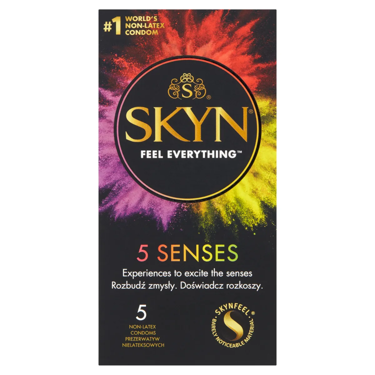 Skyn 5 Senses, nielateksowe prezerwatywy, 5 rodzajów, 5 sztuk