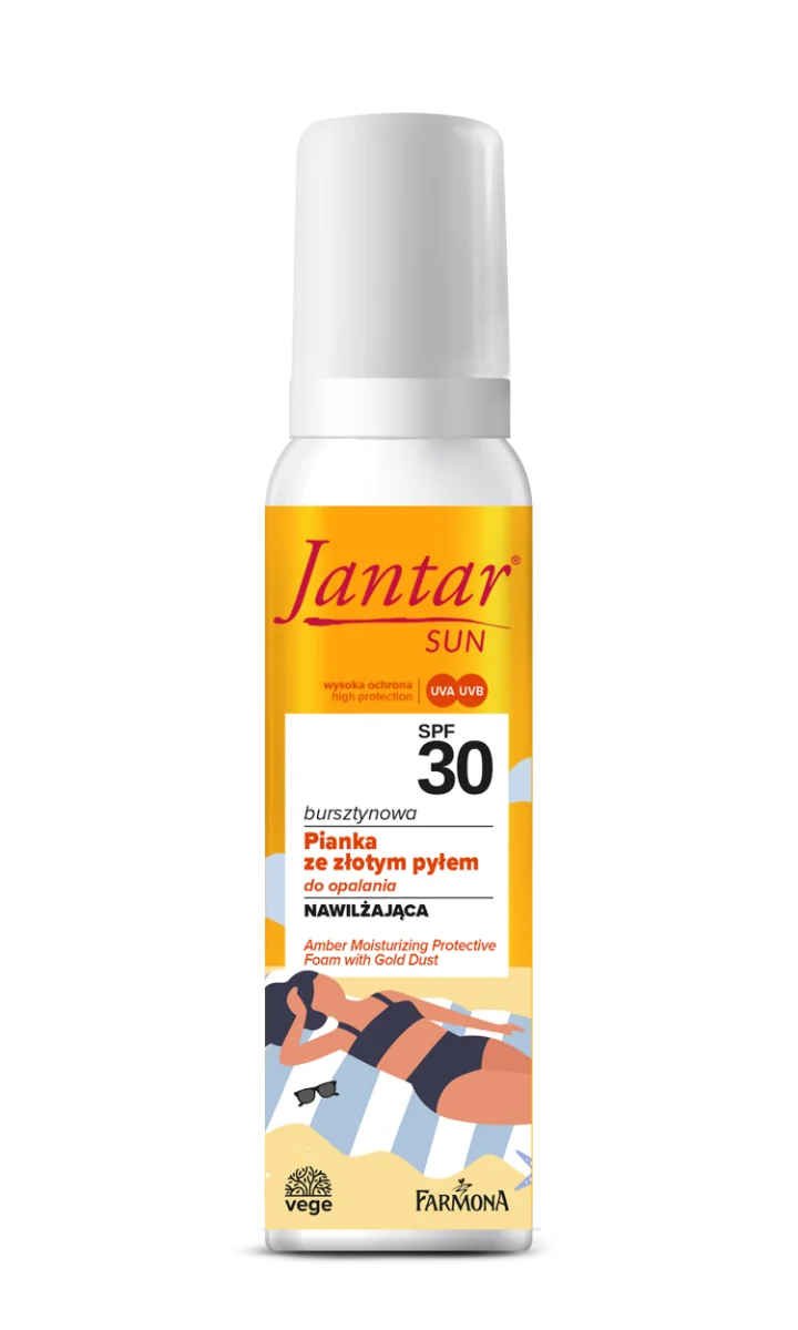 Farmona Jantar Sun bursztynowa nawilżająca pianka ochronna ze złotym pyłem SPF 30, 150 ml