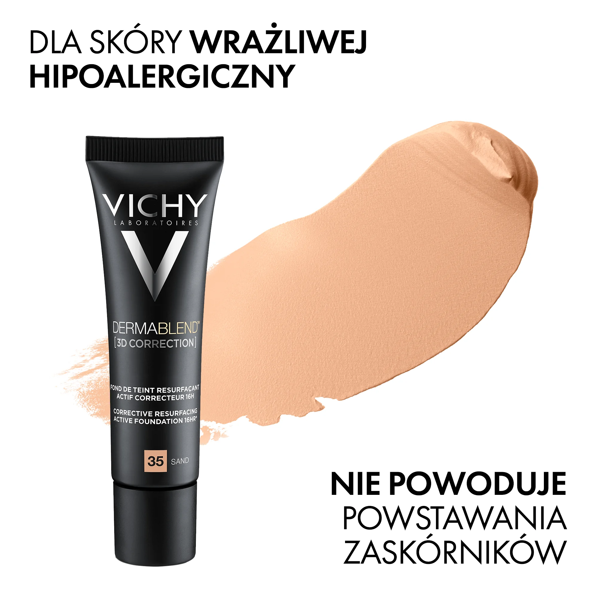 Vichy Dermablend 3D Correction podkład wyrównujący powierzchnię skóry SPF 25, 35 Sand, 30 ml