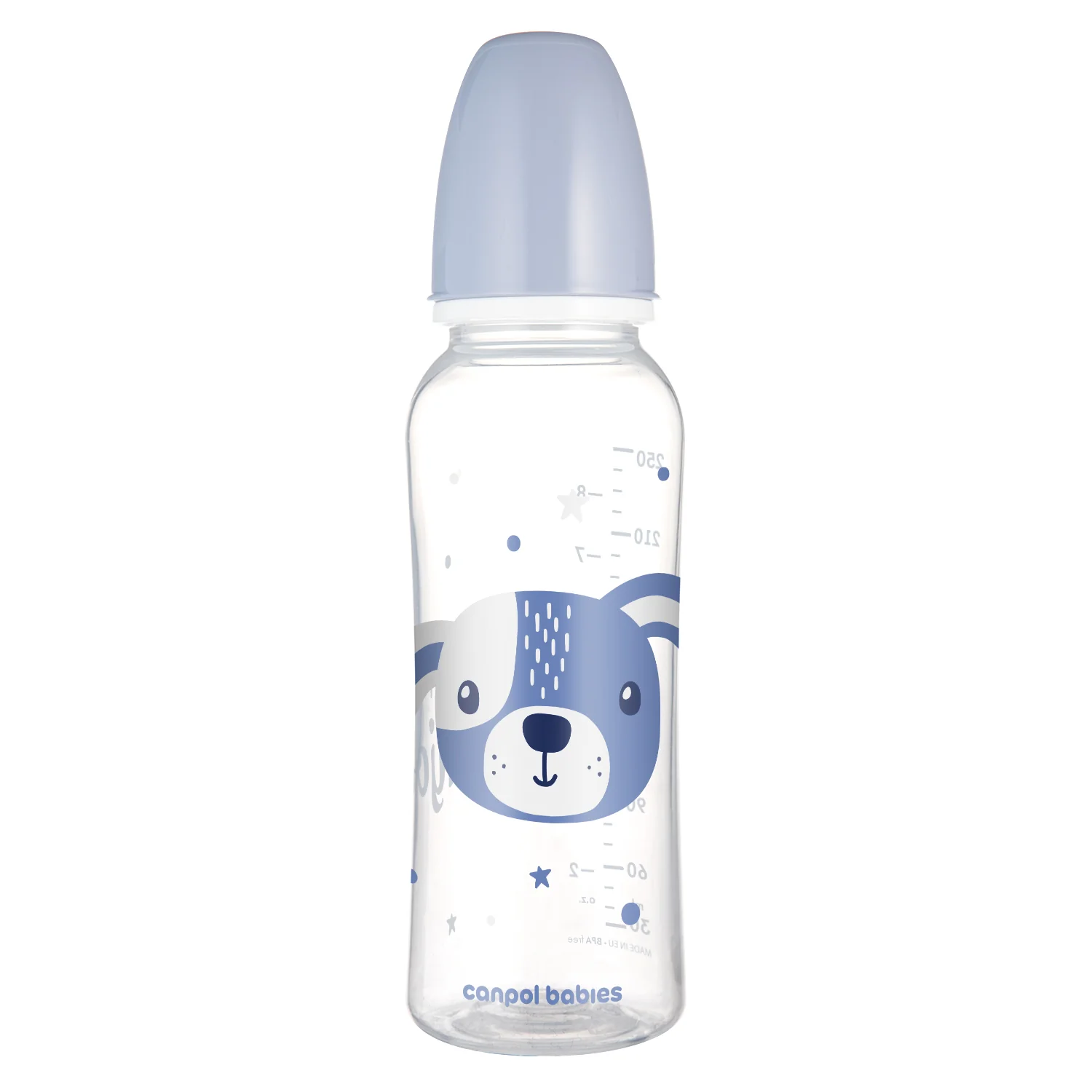Canpol Babies CUTE ANIMALS niebieska butelka 250 ml, 1 sztuka