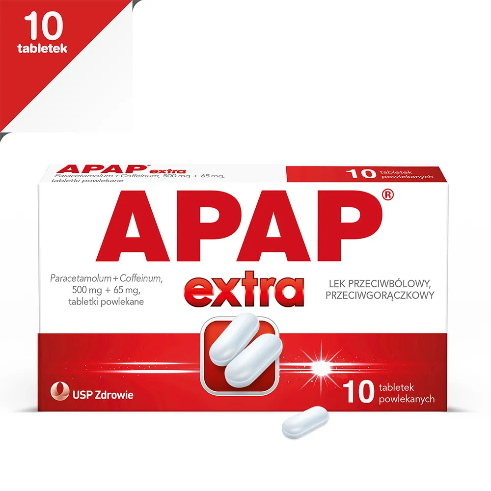 Apap Extra, 500 mg + 65 mg, 10 tabletek powlekanych 