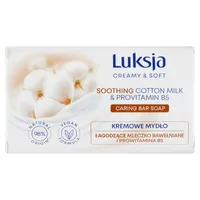 Luksja Creamy & Soft kremowe mydło łagodzące w kostce mleczko bawełniane i prowitamina B5, 90 g