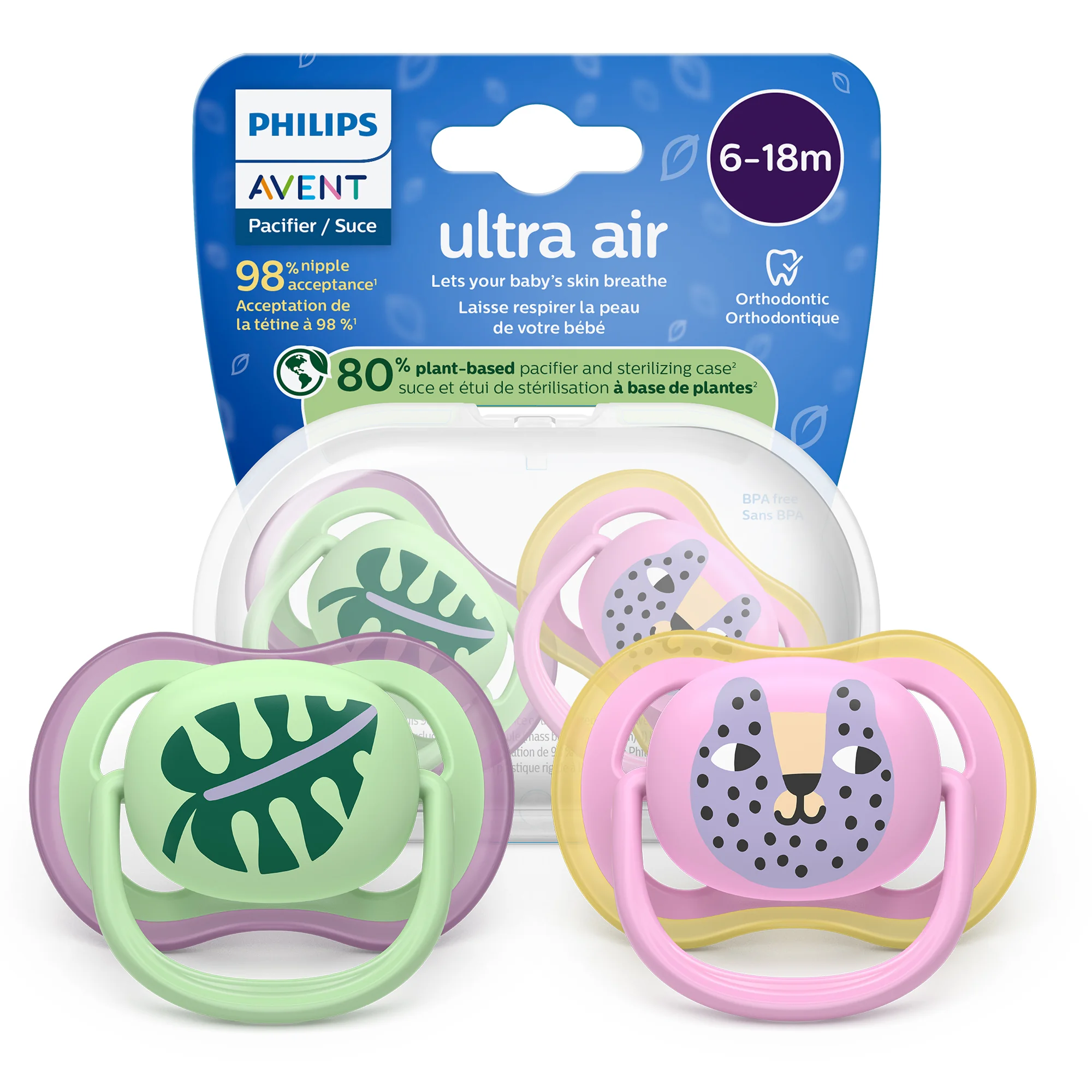 Philips Avent Ultra Air ortodontyczny smoczek uspokajający 6-18 m, 2 sztuki