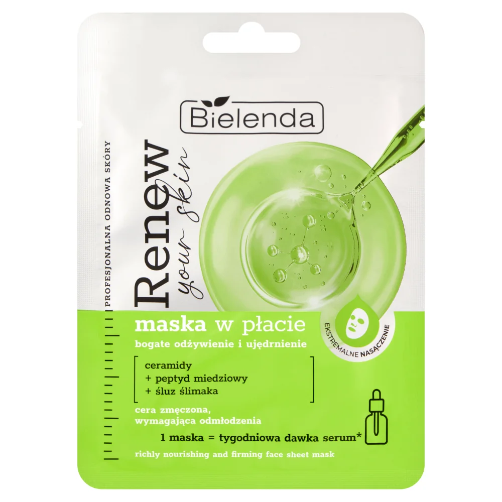 Bielenda Renew Your Skin maska w płacie bogate odżywienie i ujędrnienie, 1 sztuka