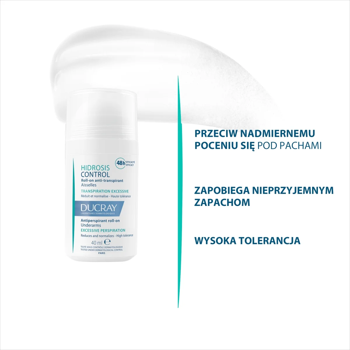 Ducray Hidrosis Control antyperspirant w kulce 48h, 40 ml
