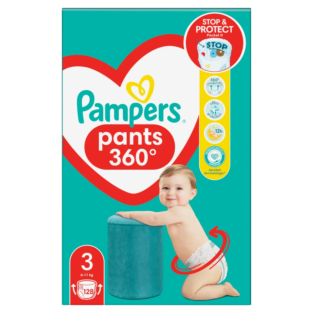Pampers Pants pieluchomajtki, rozmiar 3, 6-11 kg, 128 szt.
