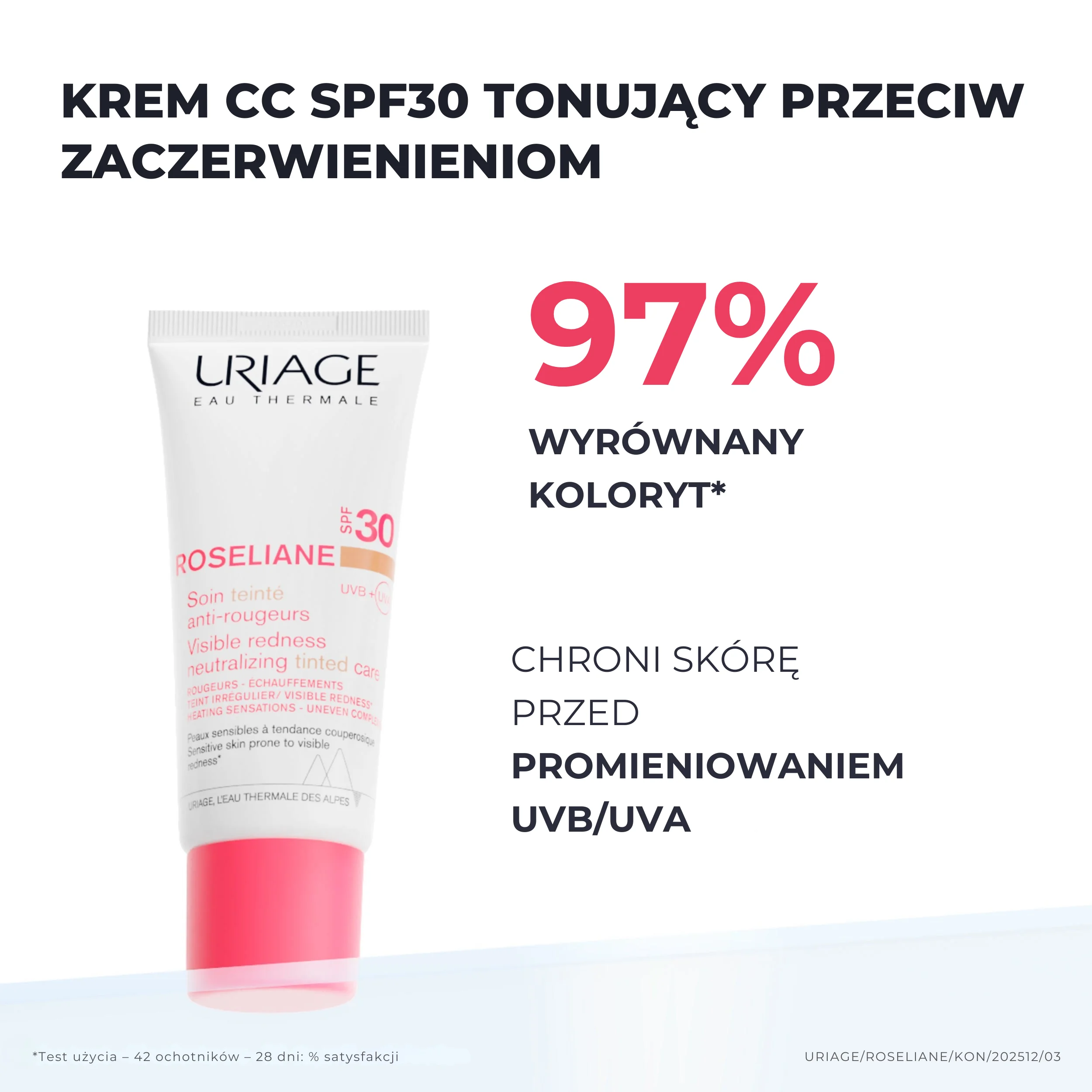 Uriage Roseliane krem CC z SPF 30 neutralizujące zaczerwienienia, 40 ml