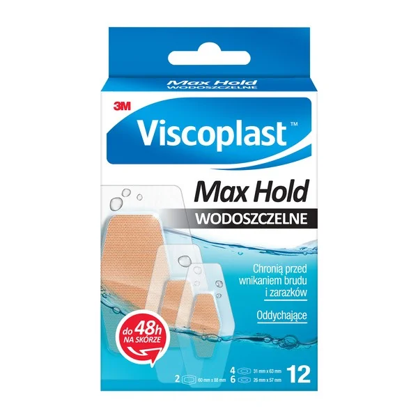 Viscoplast Max Hold plastry wodoszczelne, 3 rozmiary, 12 sztuk
