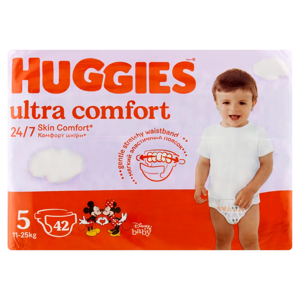 Huggies Ultra Comfort Jumbo Pack pieluszki rozmiar 5 (11-25 kg), 42 szt.