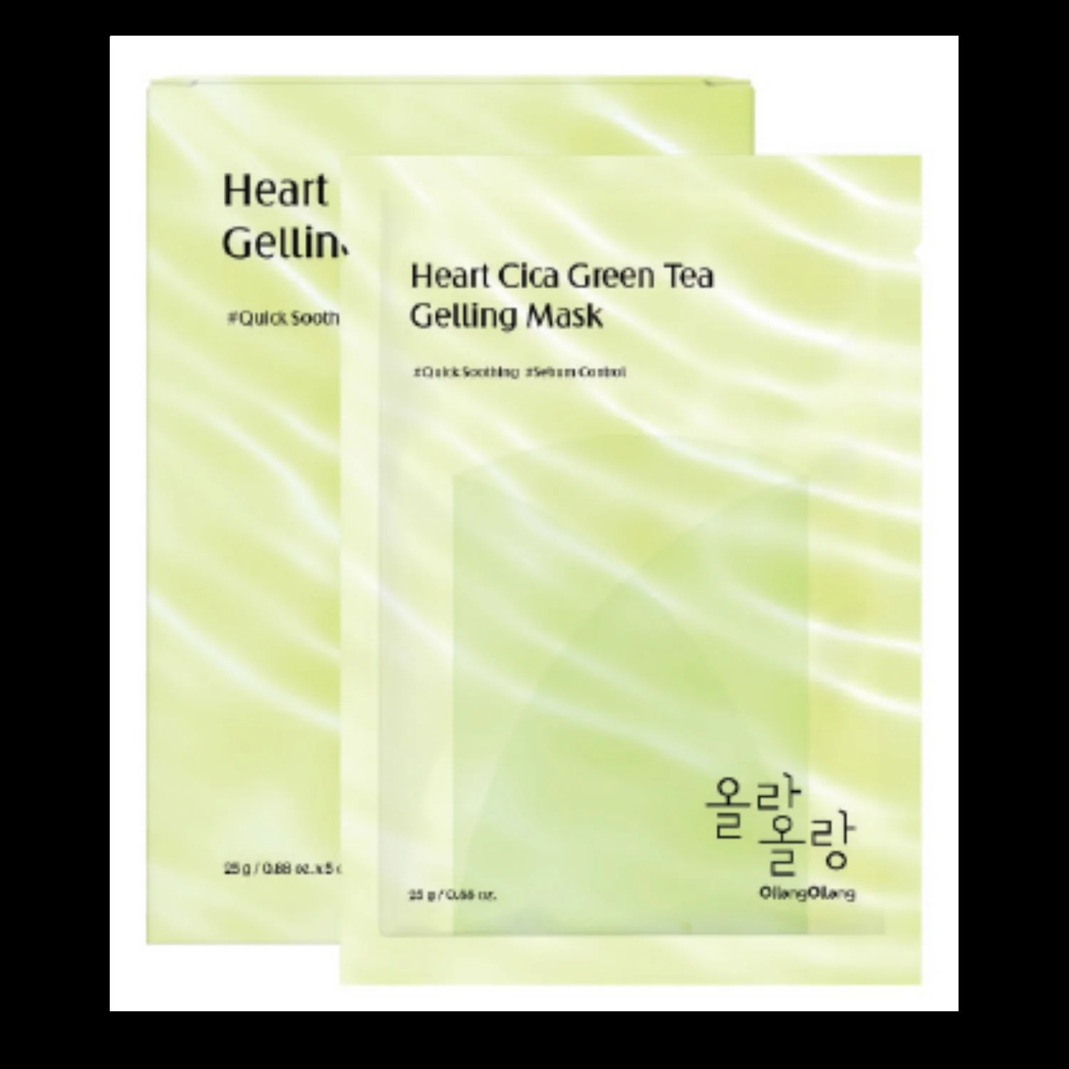 Ollang Ollang Heart Cica Green Tea żelowa maseczka do twarzy, 5 x 25 g