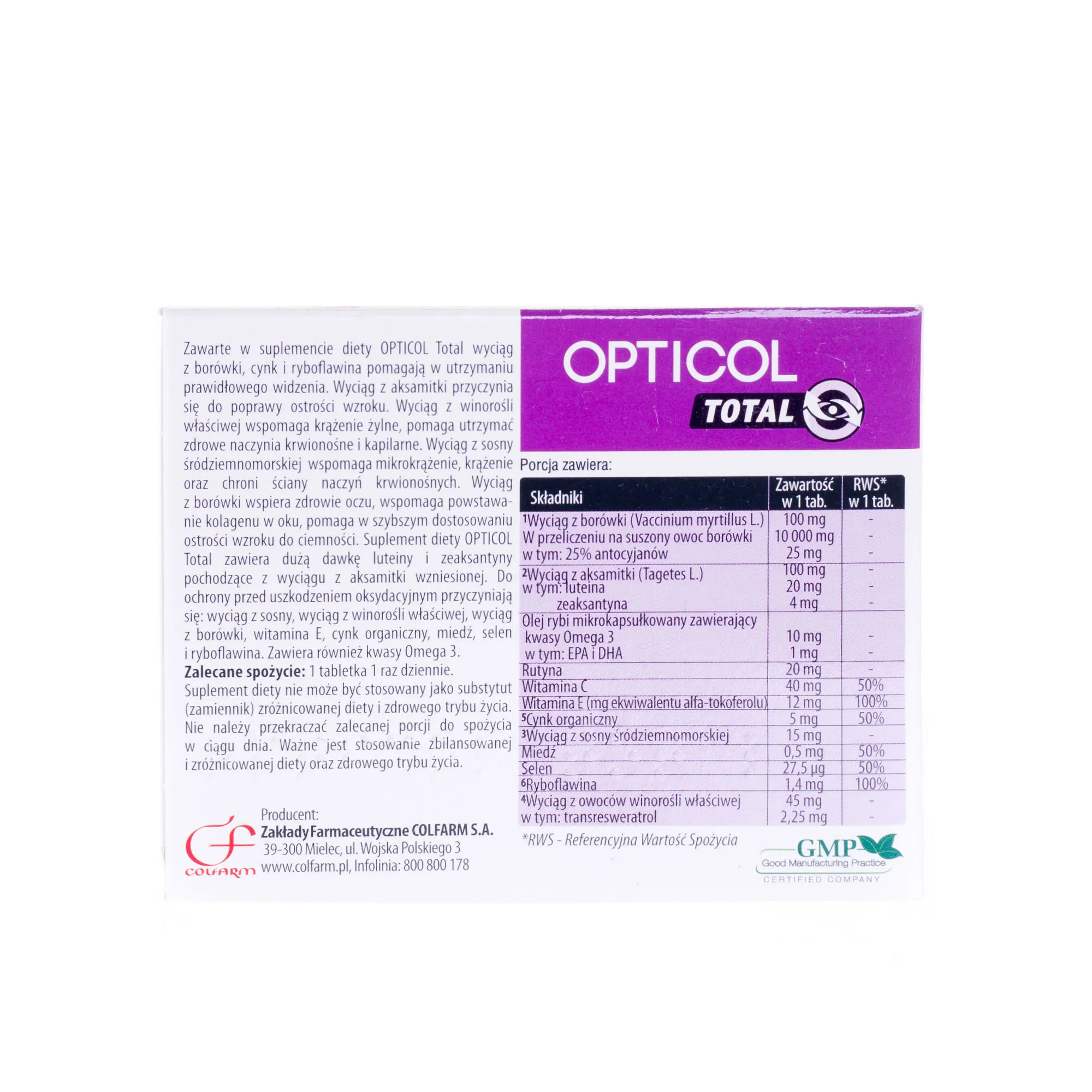 Opticol Total, suplement diety, 30 tabletek powlekanych 
