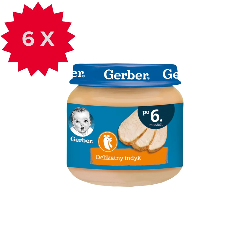 Gerber delikatny indyk dla niemowląt po 6 miesiącu, 6 x 80 g