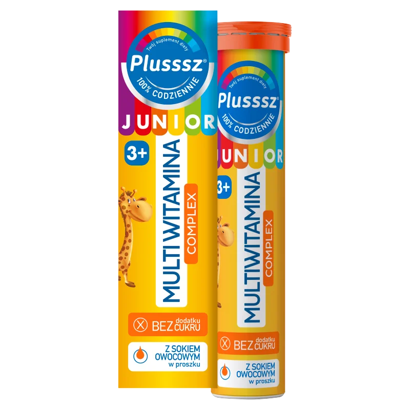 Plusssz Junior Multiwitamina Complex 20 tabletek musujących o smaku tropikalnym