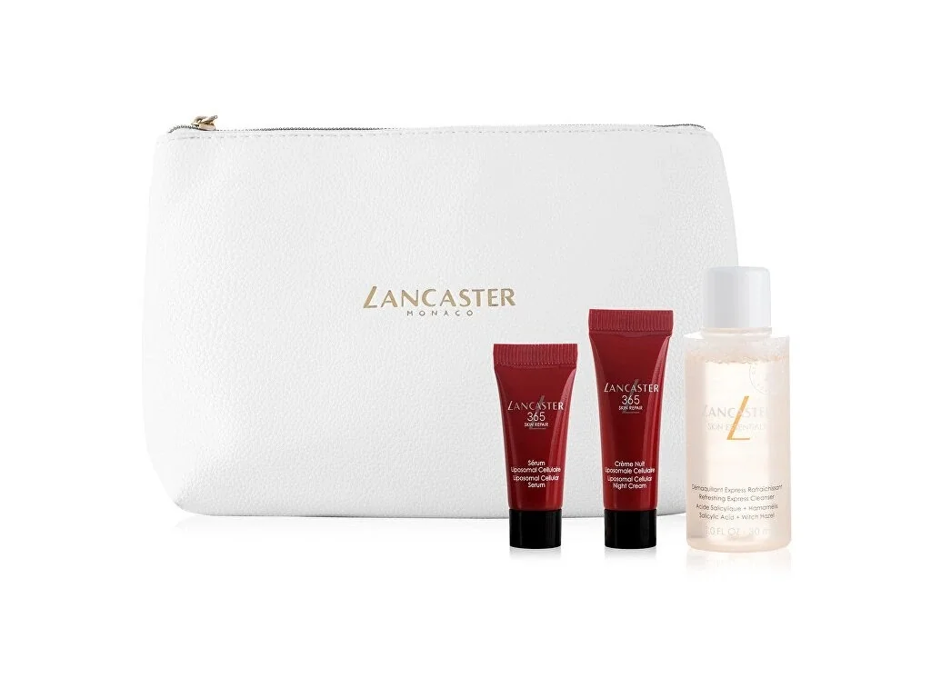 Lancaster Multiline Zestaw odświeżający ekspresowy płyn oczyszczający, 30ml + serum komórkowe do twarzy, 5ml + krem komórkowy do twarzy na noc, 7ml + saszetka