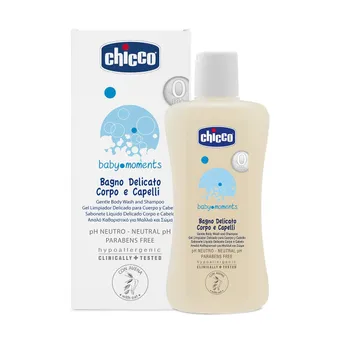 Chicco, Baby Moments, delikatny płyn do mycia ciała i włosów, 200ml 