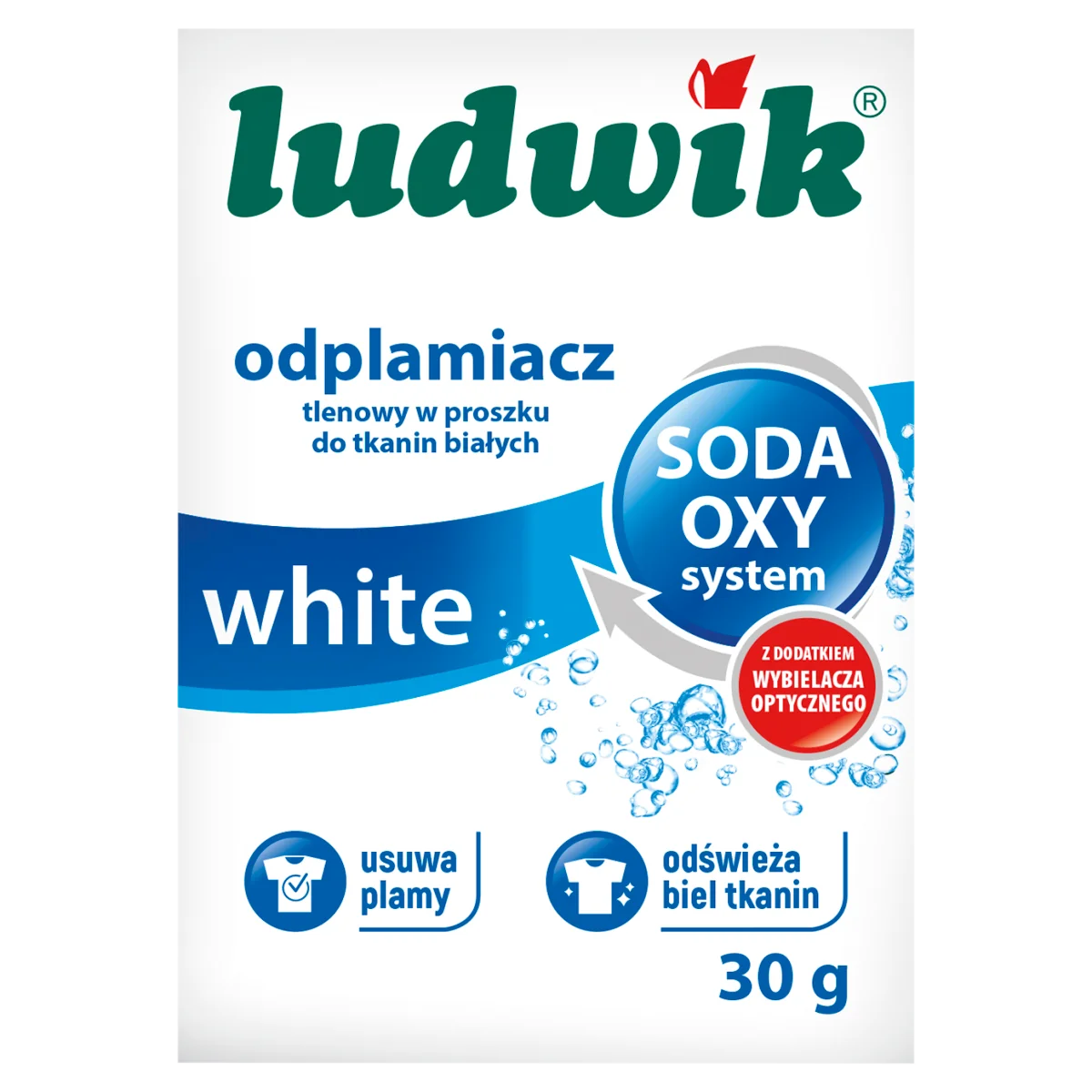 Ludwik White odplamiacz tlenowy do tkanin białych, 30 g