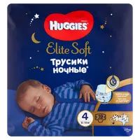 Huggies Elite Soft, pieluchomajtki na noc, rozmiar 4, 9-14 kg, 19 sztuk