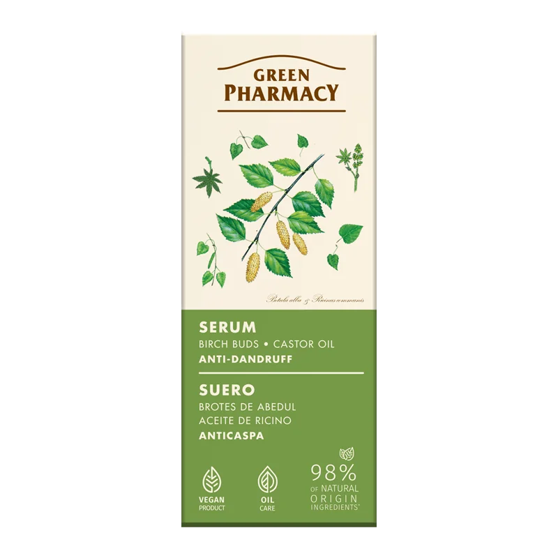 Green Pharmacy serum przeciwłupieżowe pąki brzozy i olej rycynowy, 100 ml