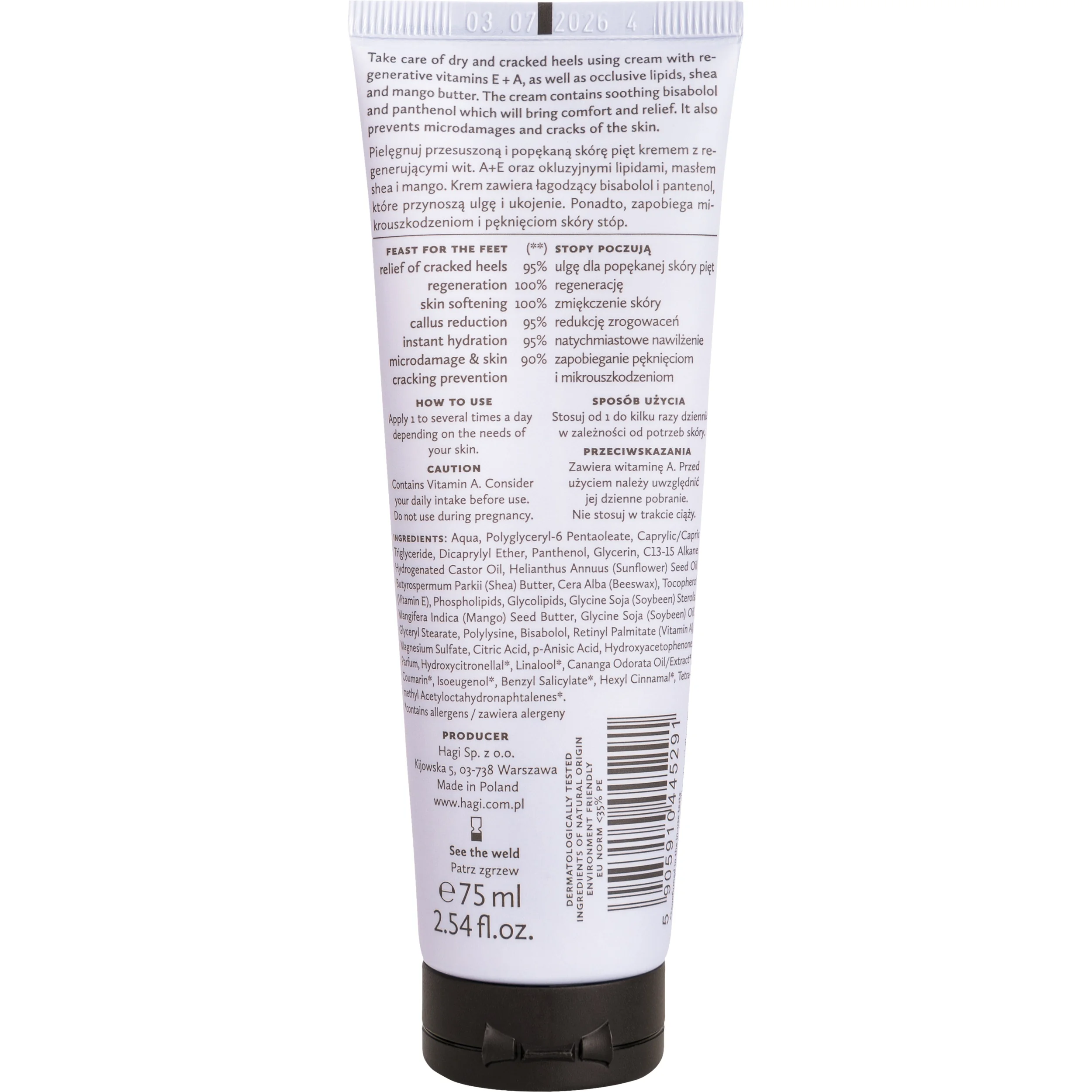 Hagi Pójdę Boso lipidowy krem na pękające pięty, 75 ml