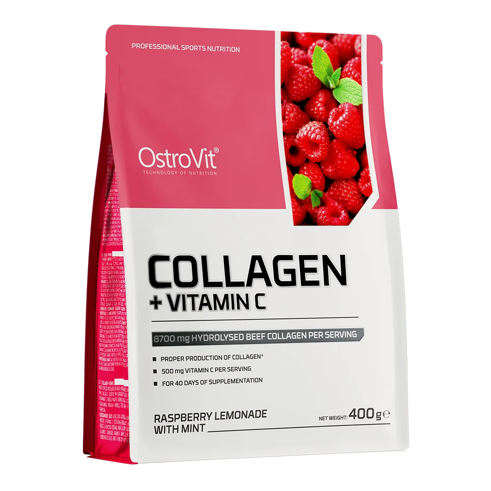 OstroVit Kolagen + Witamina C lemoniada malinowa z miętą, 400 g