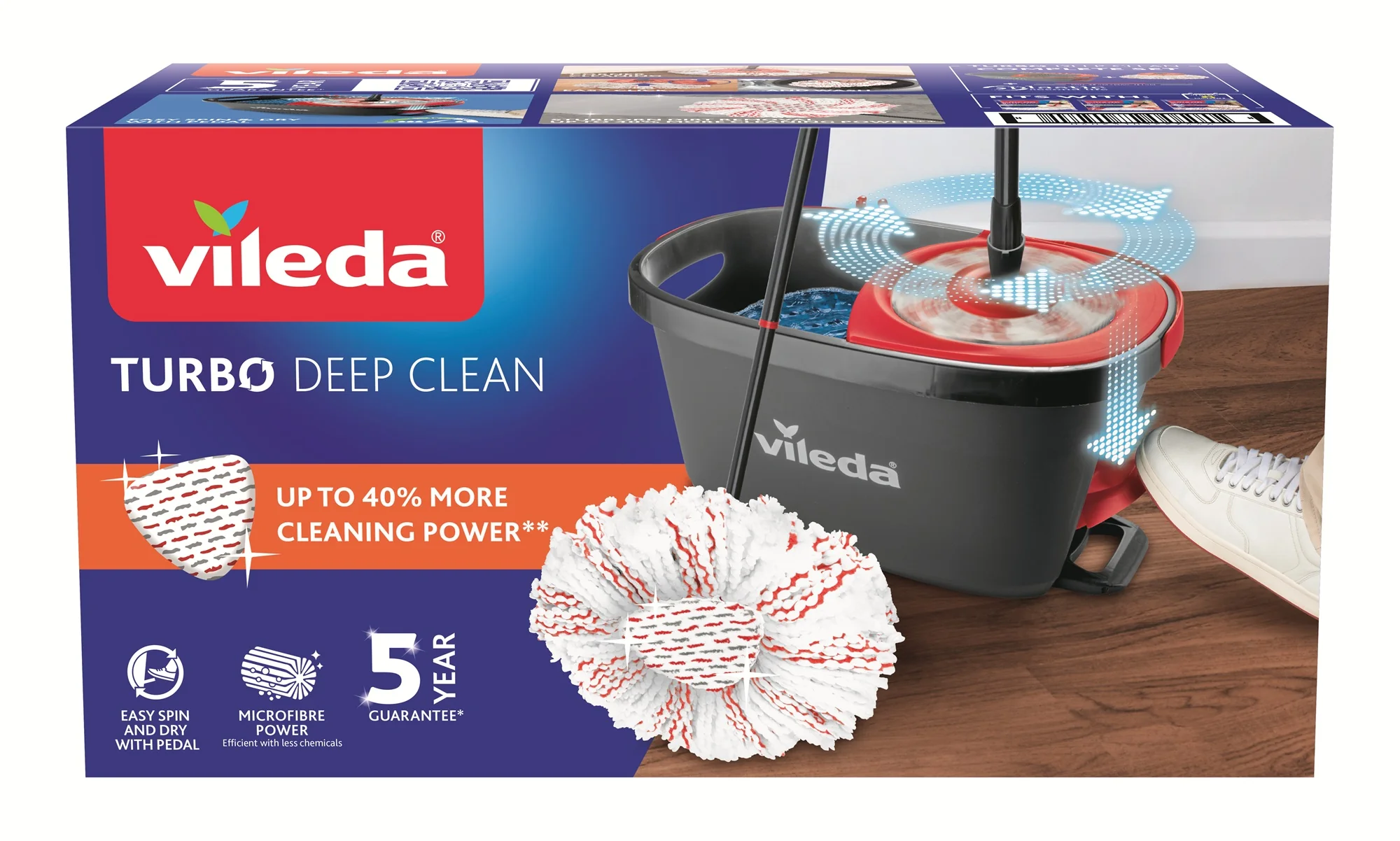Vileda Turbo 3w1 Microfibre mop obrotowy z drążkiem + wiadro