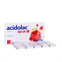 Acidolac Junior, suplement diety, 20 misio-tabletek o smaku truskawkowym
