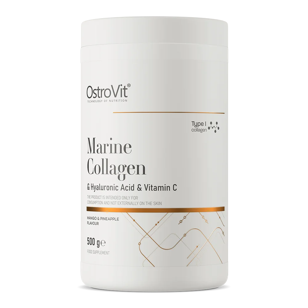 OstroVit Kolagen Morski + Kwas Hialuronowy + Witamina C mango z ananasem, 500 g