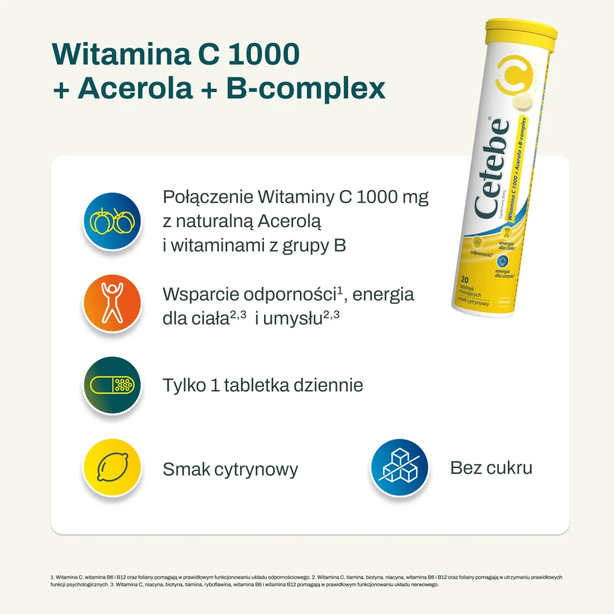 Cetebe Witamina C 1000 mg 20 tabletek musujących