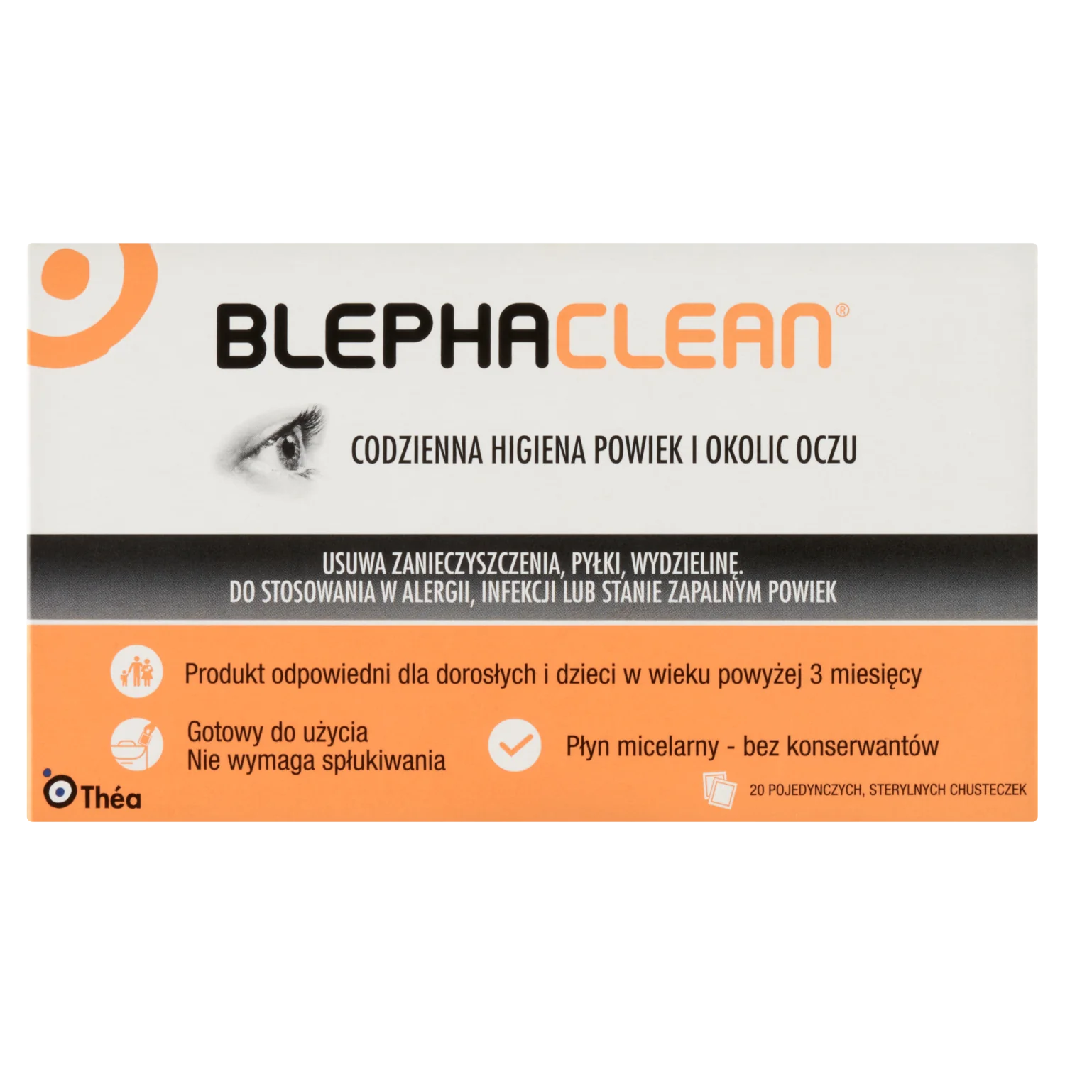 Blephaclean chusteczki do higieny powiek, 20 szt.