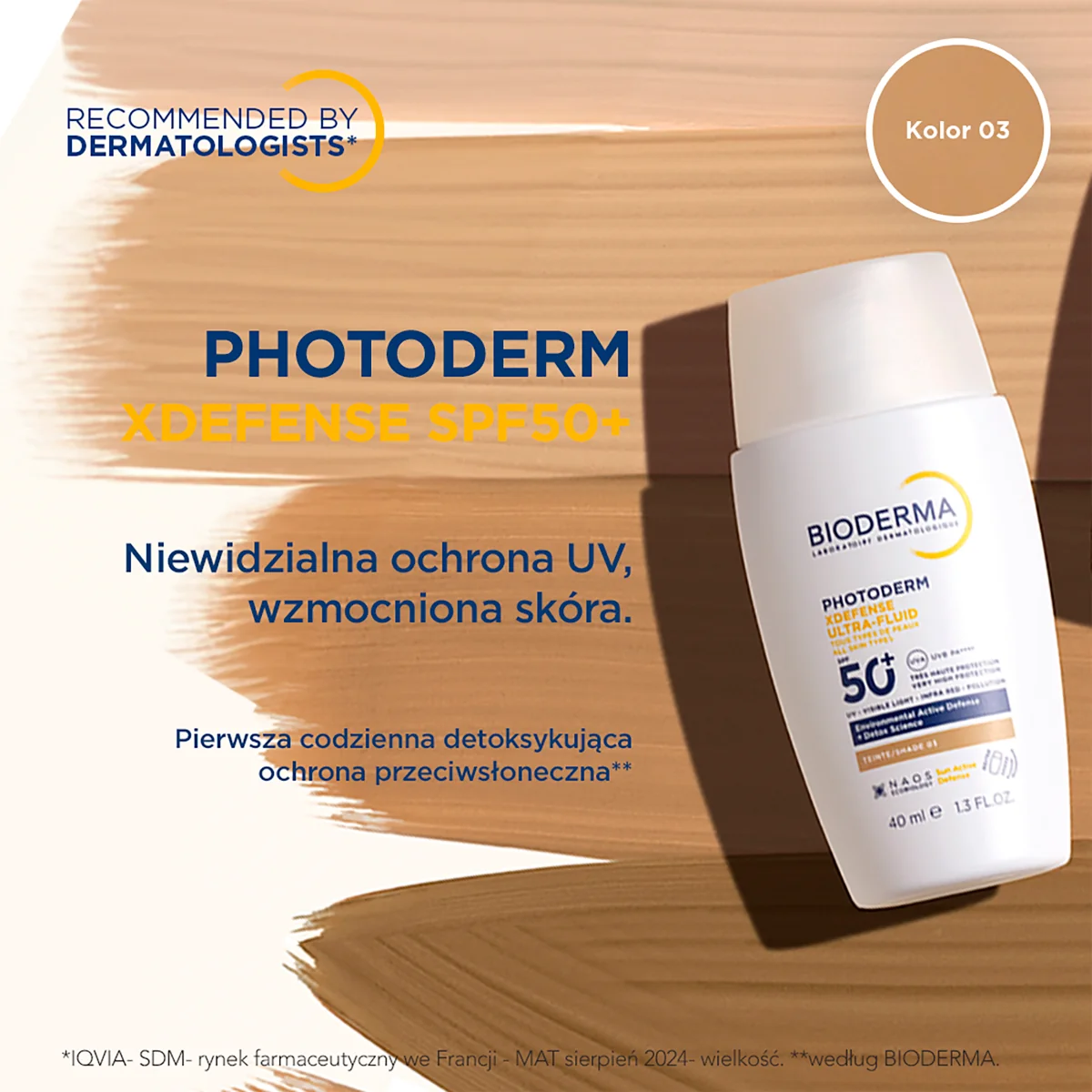 Bioderma Photoderm XDefense Ultra-Fluid ultralekki fluid SPF 50+, kolor 03, 40 ml