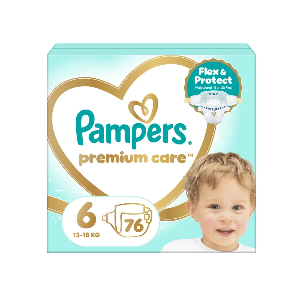 Pampers Premium Care 6 pieluchy, rozmiar 6, 13-18 kg, 76 sztuk