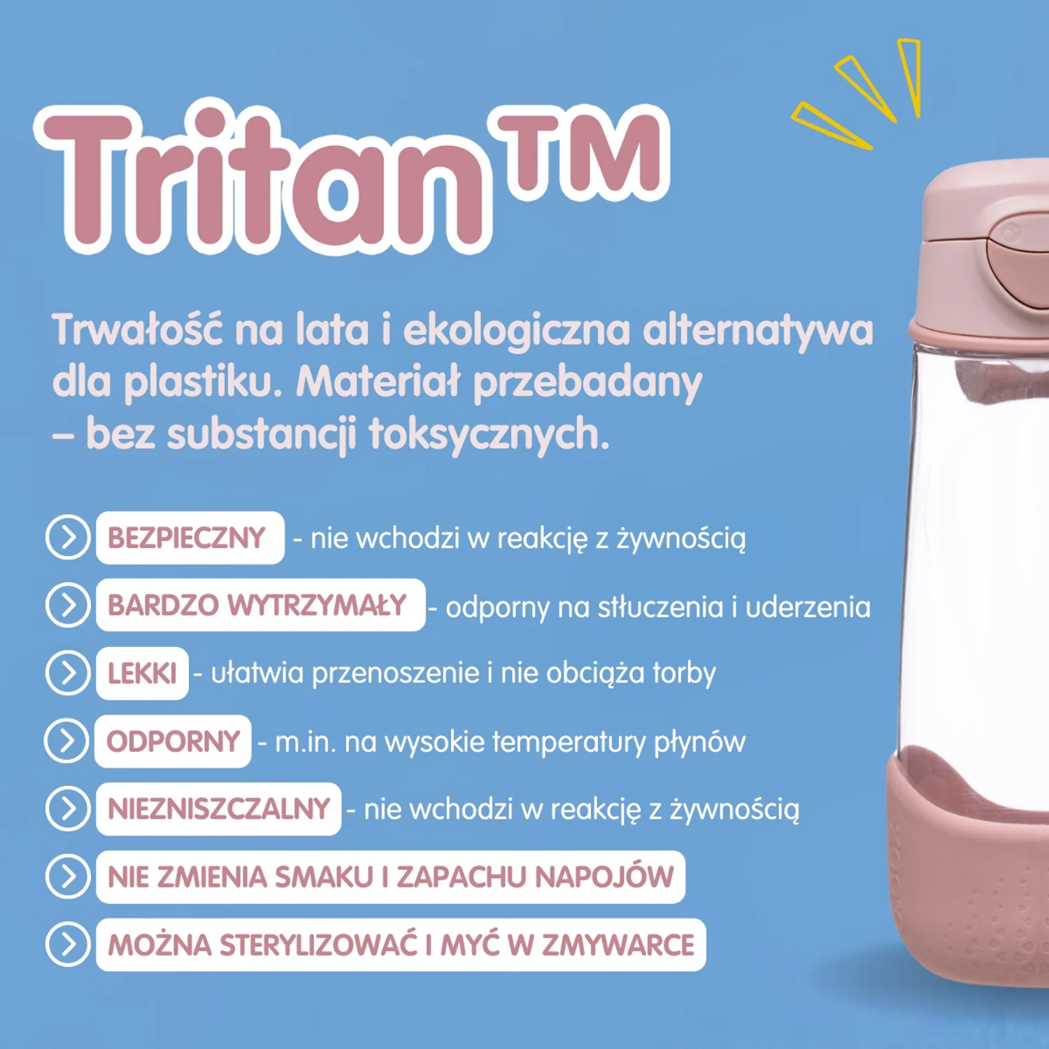 B.box sportowa butelka tritanowa Blush Crush, 600 ml