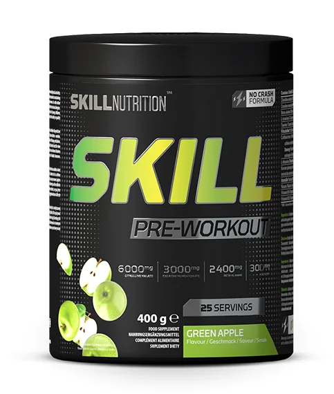 Skill Pre-Workout green apple, proszek, 400 g