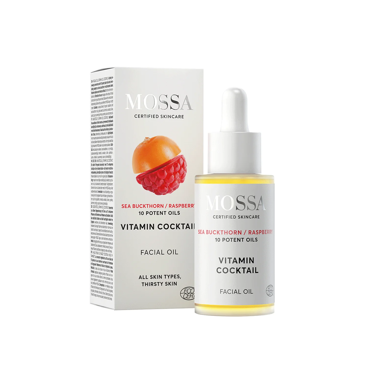 Mossa Vitamin Coctail multiwitaminowy olejek do twarzy z rokitnikiem i maliną, 30 ml