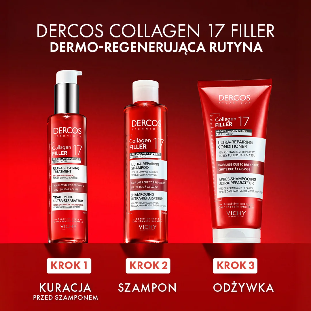 Vichy Dercos, Collagen 17 Filler szampon ultra-regenerujący, 200 ml