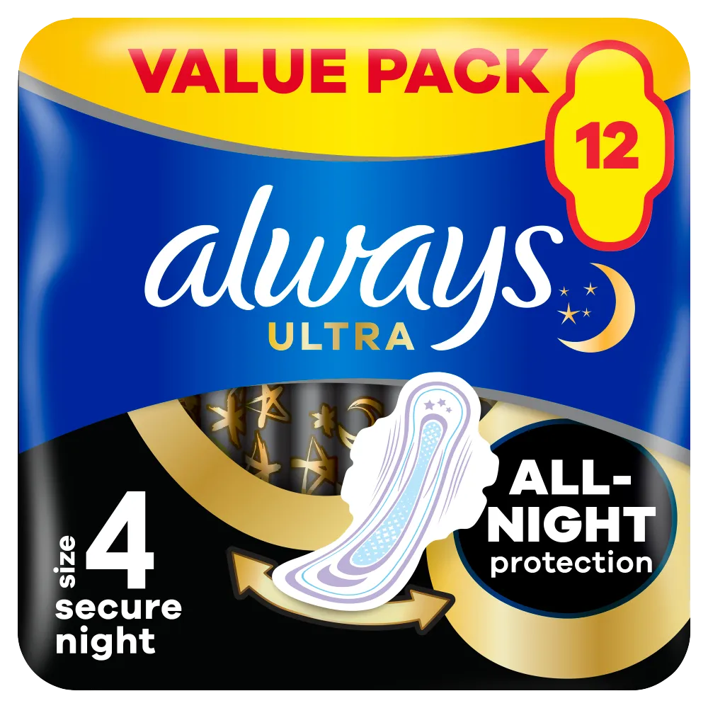 Always Ultra Exnight Protect Podpaski ze skrzydełkami, 2 x 6 szt. 