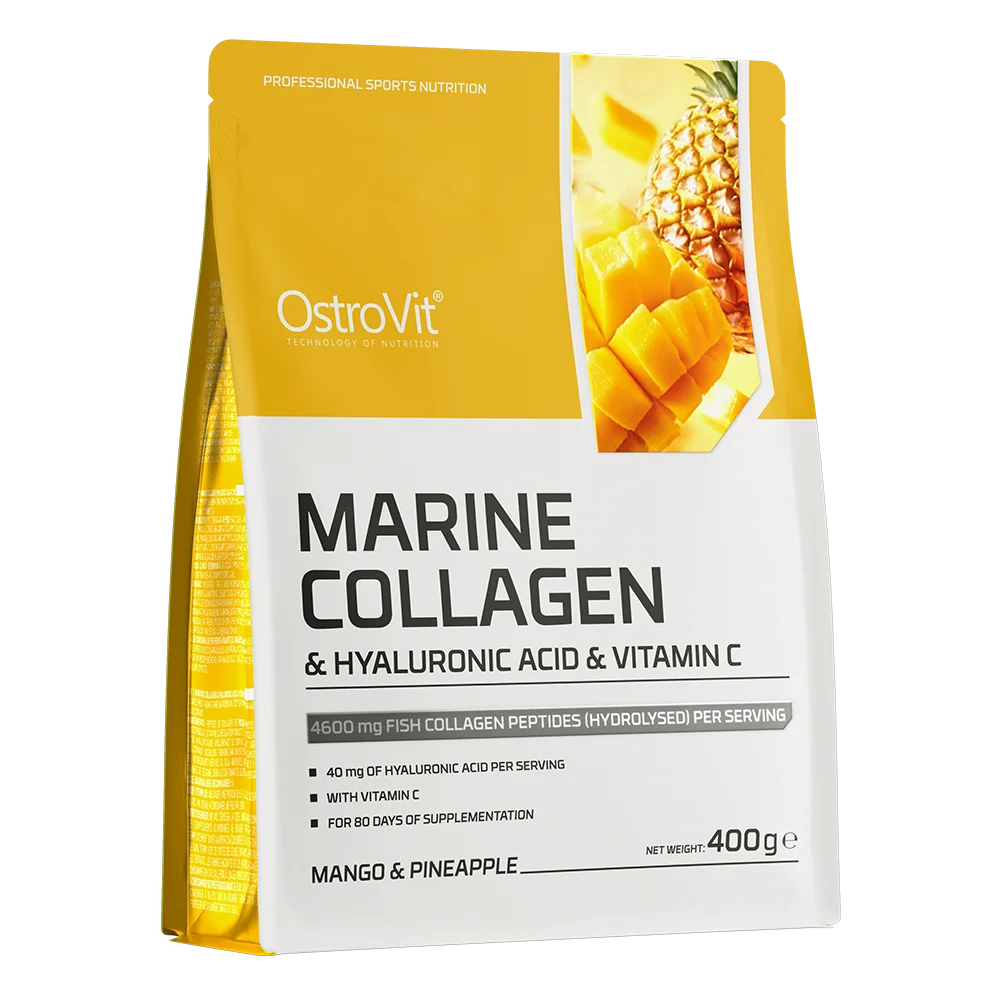 OstroVit Kolagen Morski + Kwas Hialuronowy + Witamina C o smaku mango z ananasem, proszek, 400 g