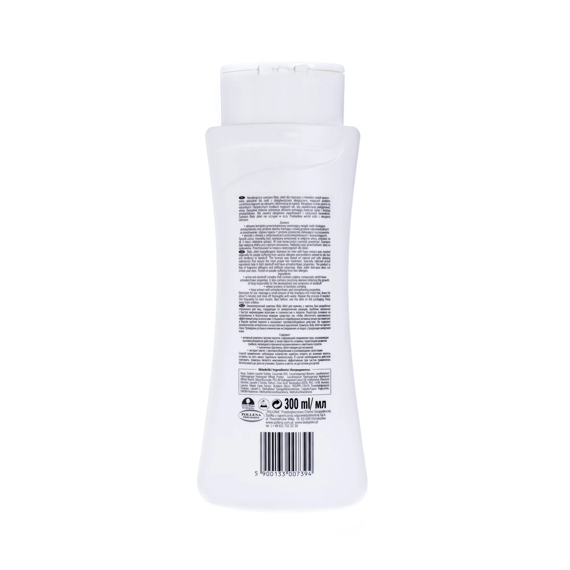 Biały Jeleń For Men, hipoalergiczny przeciwłupieżowy szampon do włosów, chmiel, 300 ml 