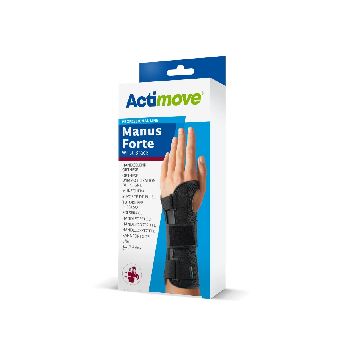 Actimove Professional Line Manus Forte orteza nadgarstka na lewą rękę, czarna, L/XL, 1 szt.