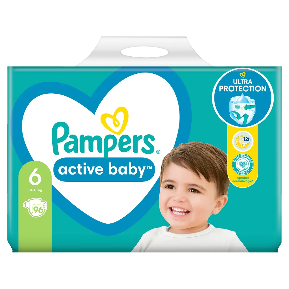 Pampers Active Baby pieluchy, rozmiar 6, 13-18 kg, 96 szt.