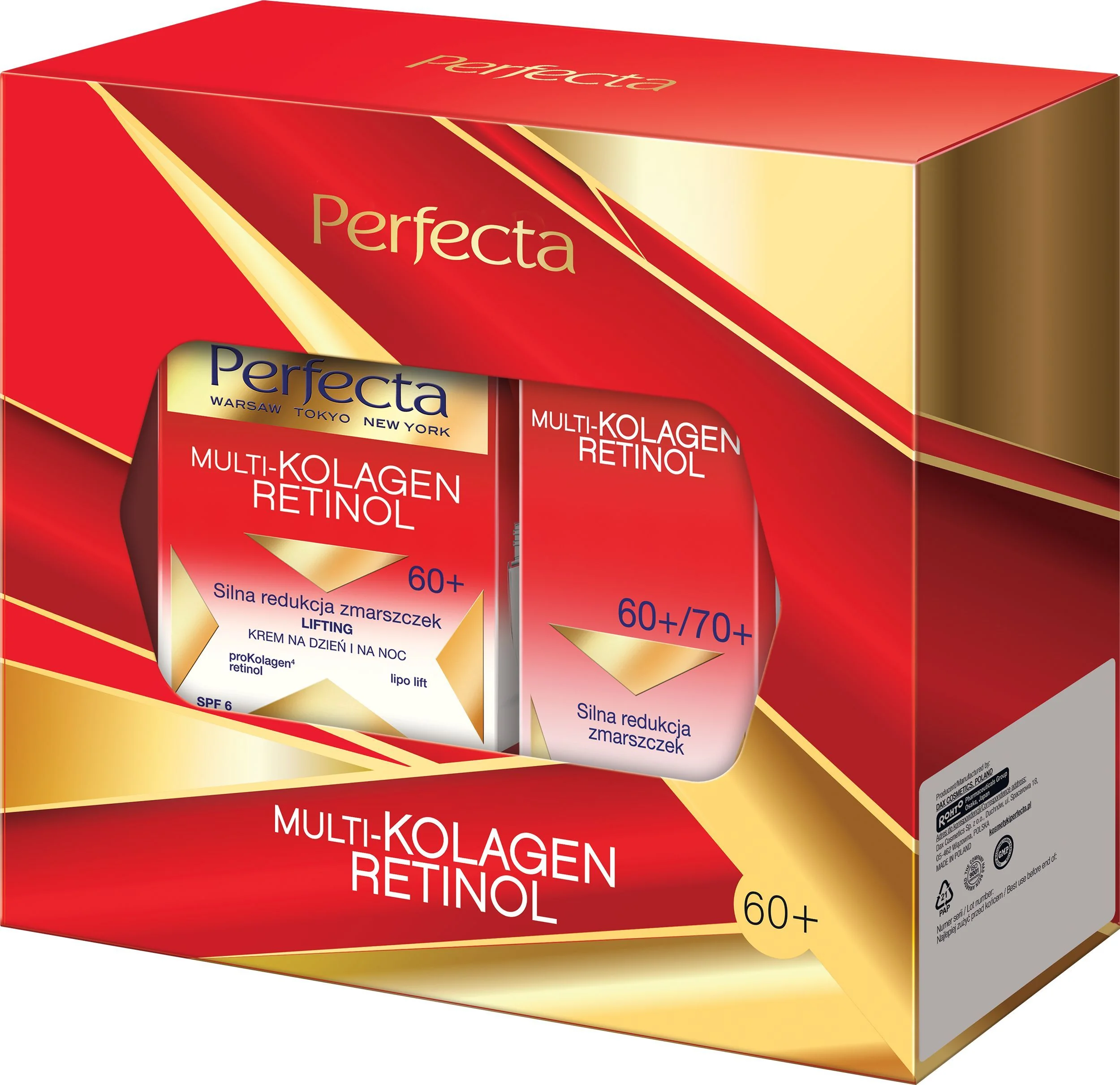 Perfecta Multikolagen Retinol Zestaw krem na dzień i na noc 60+, 50 ml + krem pod oczy, 15 ml