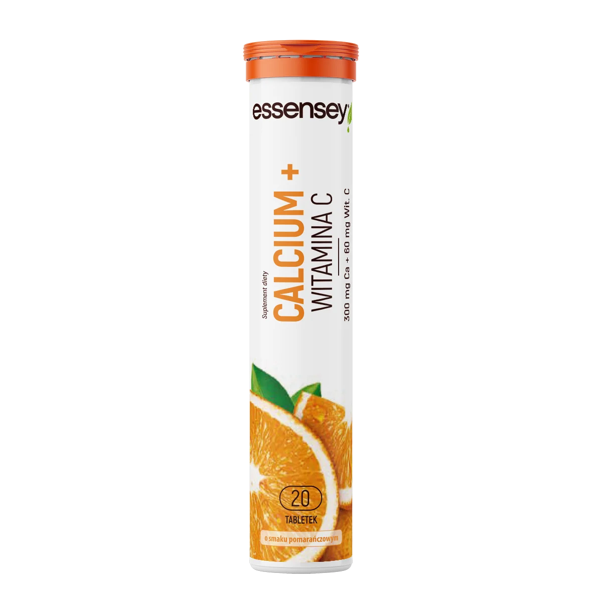 Essensey Calcium + Witamina C o smaku pomarańczowym, 20 tabletek musujących