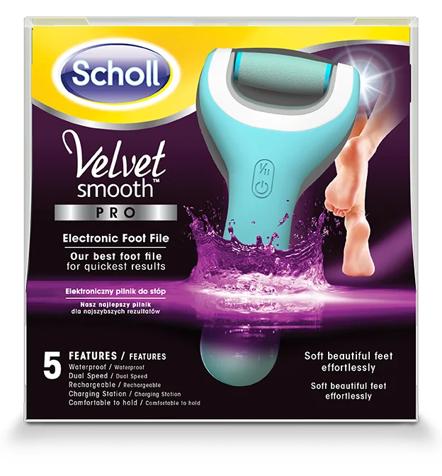Scholl Velvet Smooth Wet & Dry Rechargeable Foot File elektryczny pilnik do stóp z ładowarką, 1 szt.