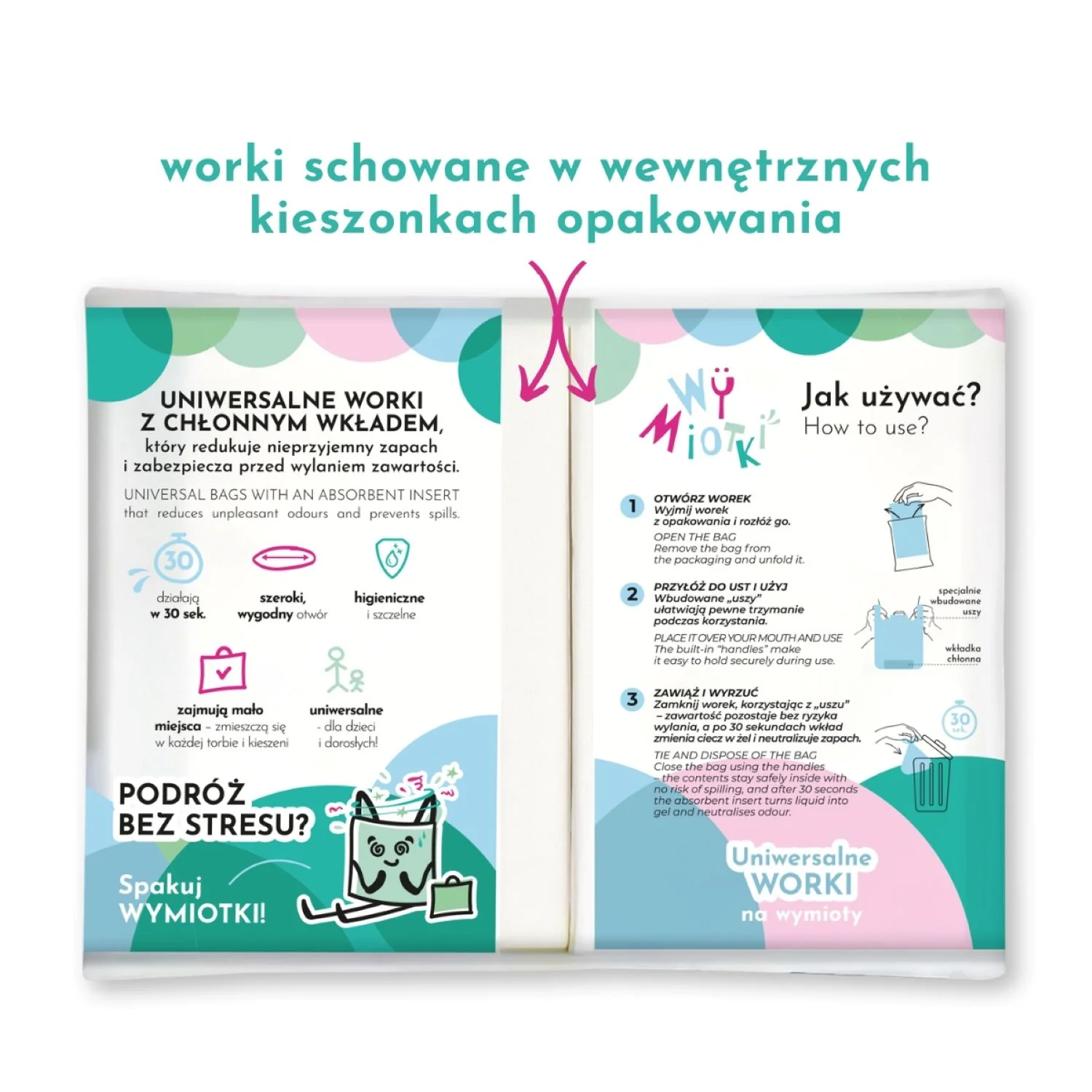 Wymiotki worki na wymioty z chłonnym wkładem, 6 sztuk x 12