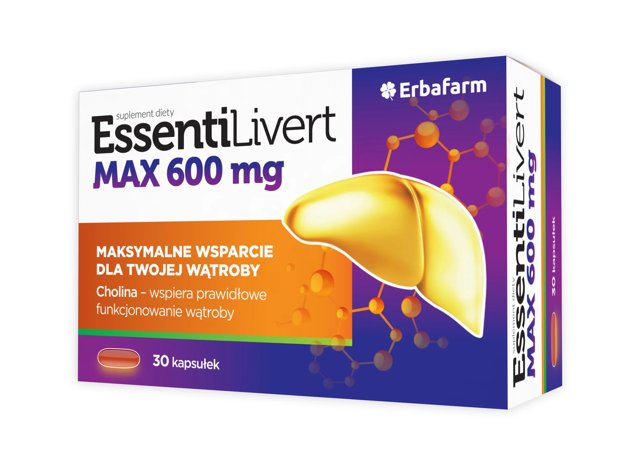 Erbafarm EssentiLivert Max 600 mg 30 kapsułek