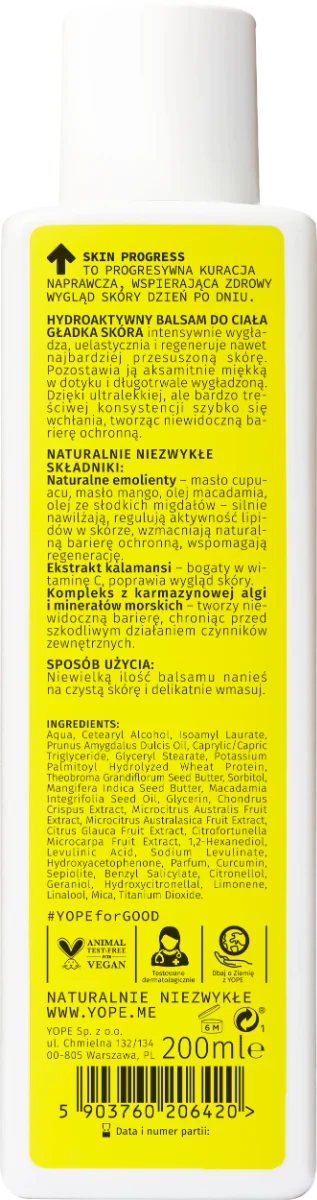 YOPE Skin Progress Gładka Skóra hydroaktywny balsam do ciała Sour Fruits, 200 ml