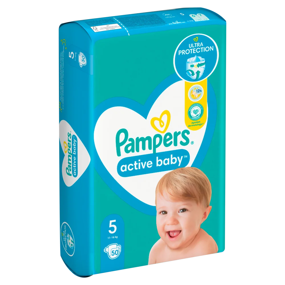 Pampers Active Baby Junior Maxi Pack pieluszki jednorazowe, rozmiar 5, 11-16 kg, 50 szt.