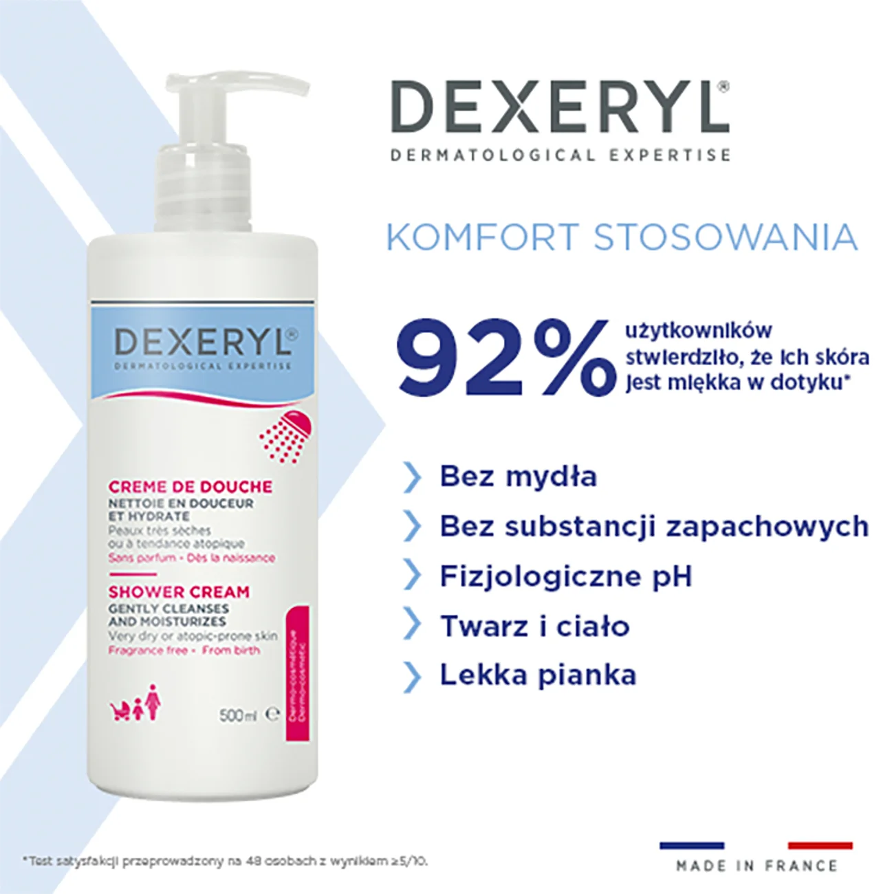 Dexeryl krem myjący pod prysznic, 500 ml
