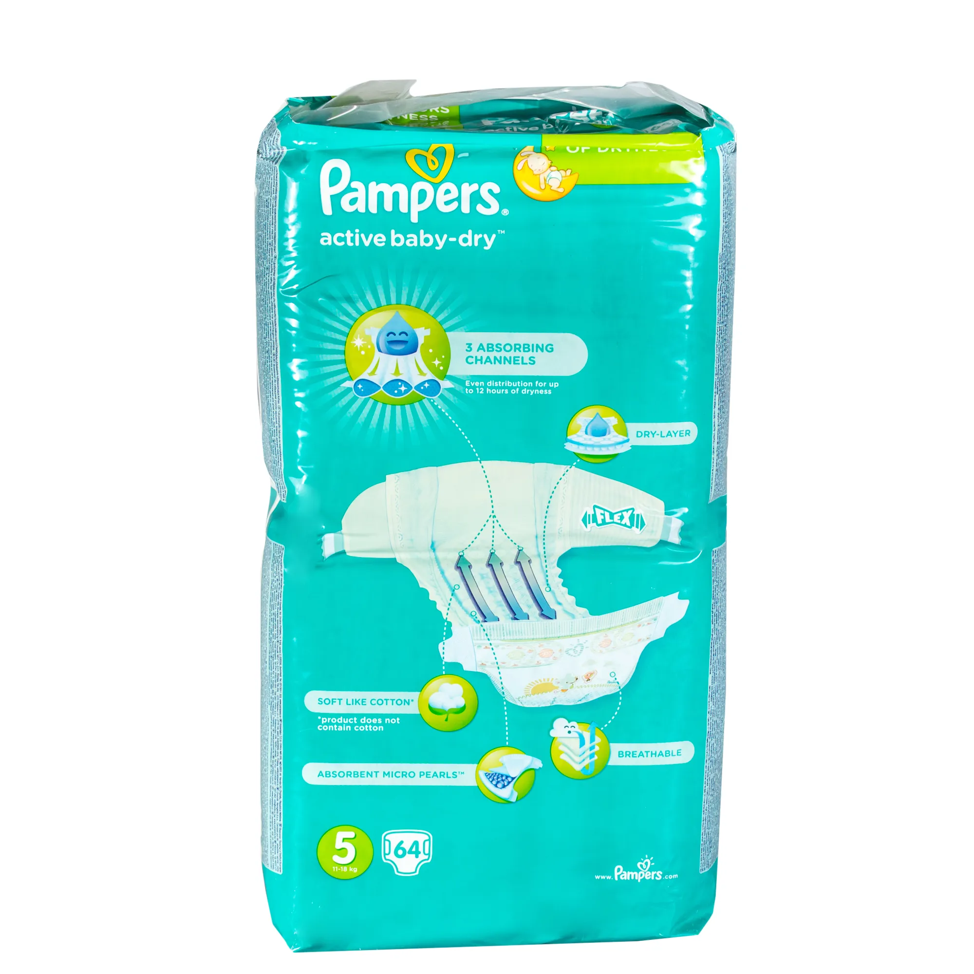 Pieluchy  Pampers Active Baby Dry 5 (11-18 kg), 64 sztuk 